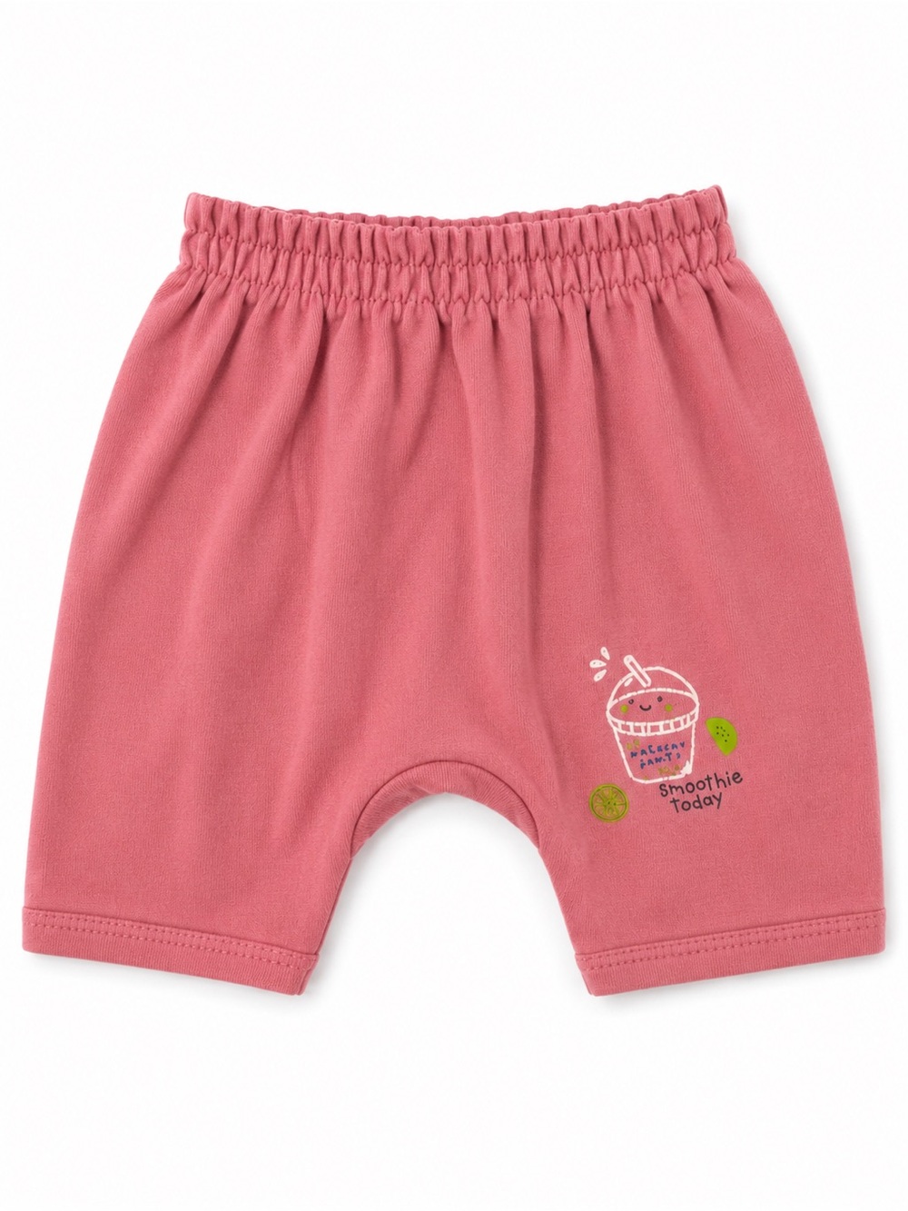 Comfort Stretch Pink Kids Shorts with Smoothie Graphic
